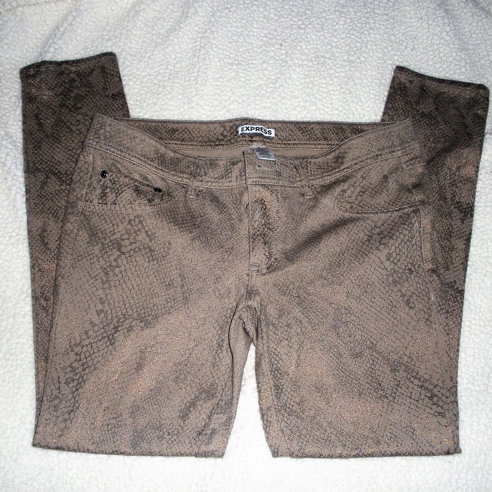 Express snakeskin gray/beige skinny jeans SIZE M